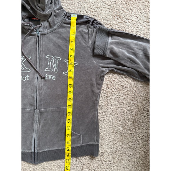 DKNY Active Zip Up Hoodie Womens Large Brown Casual Athletic Style Y2K - Picture 7 of 8